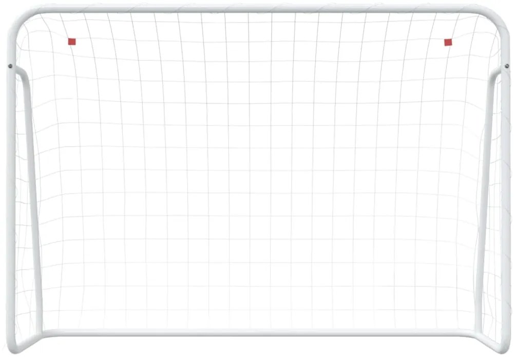 Baliza de futebol com rede 214x75x152 cm aço/poliéster branco