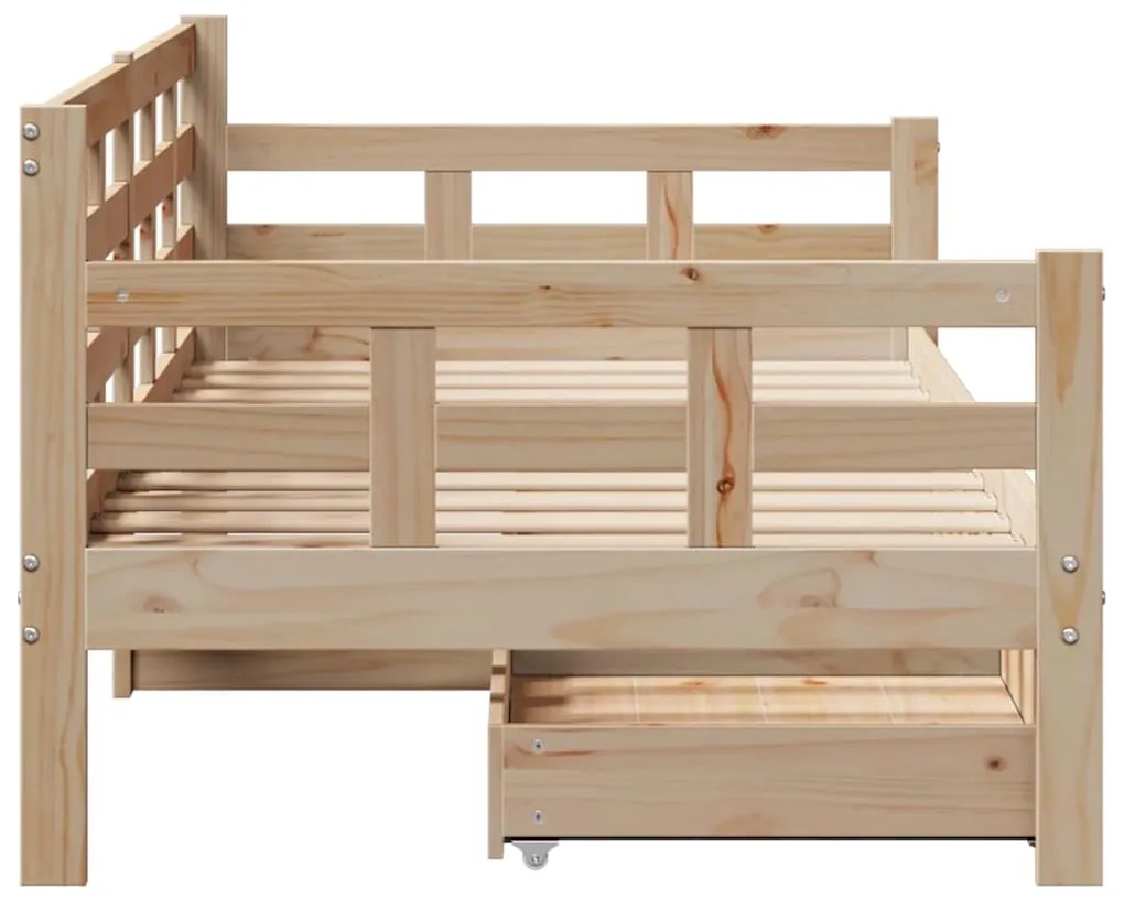 Sofá-cama com gavetas 90x200 cm madeira de pinho maciça