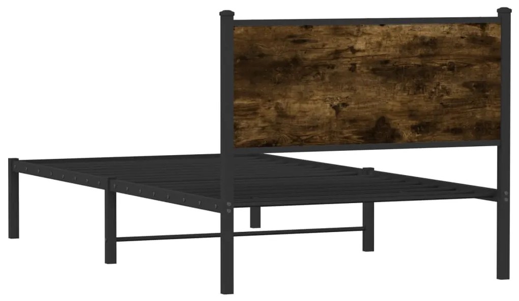 Estrutura de cama sem colchão 100x200 cm metal carvalho fumado