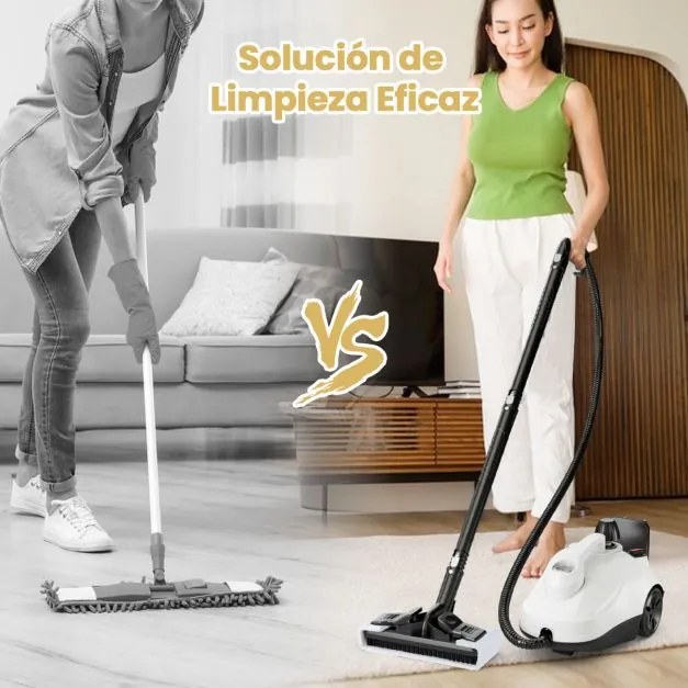 Limpador a vapor Vaporizador portátil 2000 W com tanque de 1,8 L Alta pressão de 5 bar Máquina de limpeza para casa Piso Tapete Branco