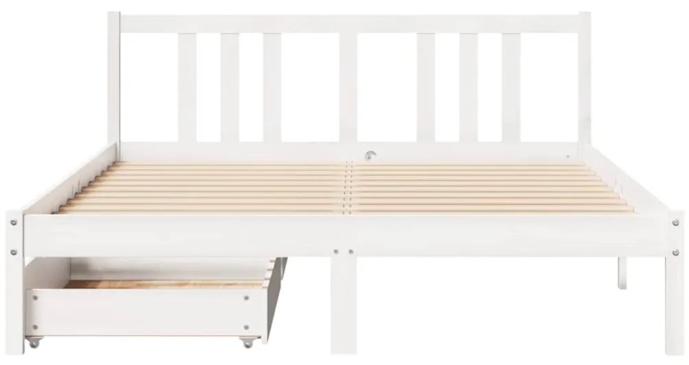 Cama sem colchão 150x200 cm madeira de pinho maciça branco