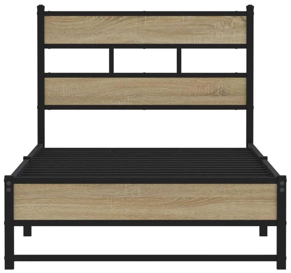 Estrutura de cama sem colchão 90x200 cm metal carvalho sonoma