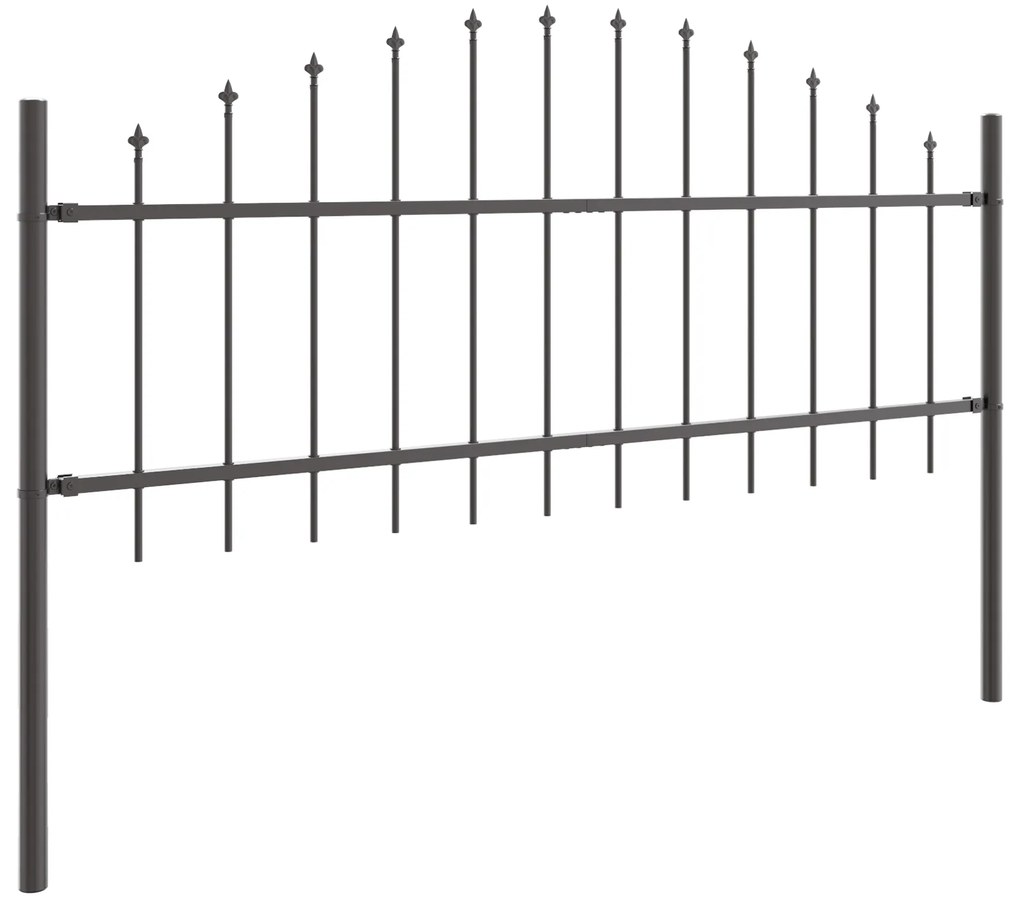 Cerca de Jardim vidaXL com Topo Arqueado Cinza 5,1x0,75 m Aço