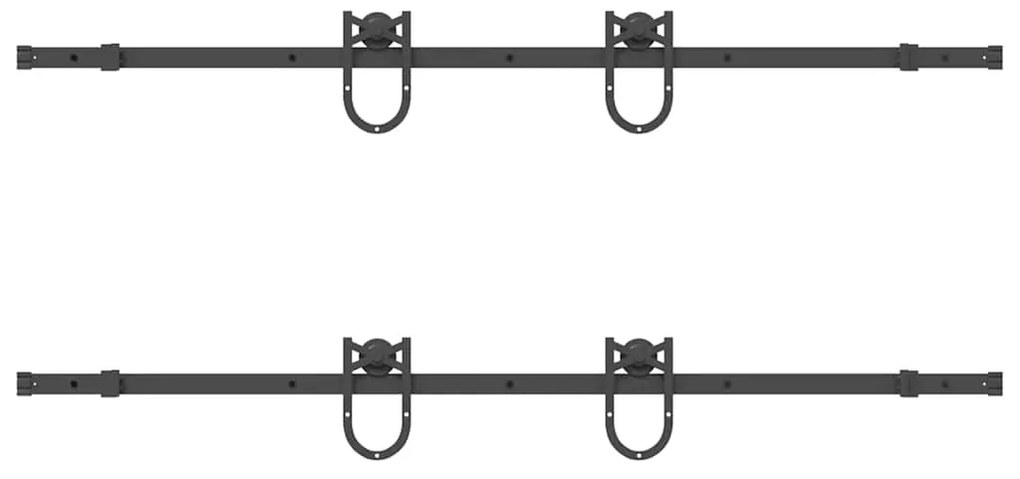 Kit de ferragens para porta deslizante 183 cm aço preto