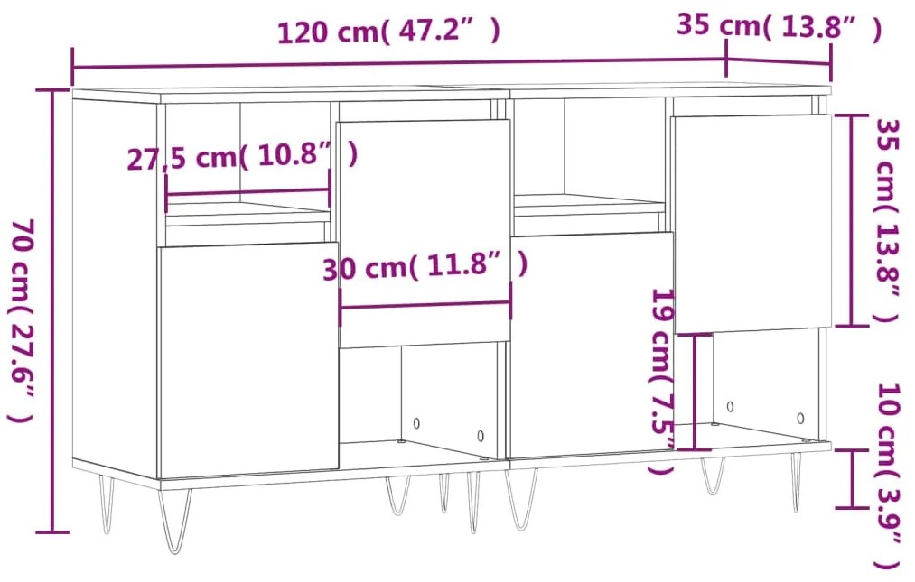 Aparadores 2 pcs derivados de madeira branco
