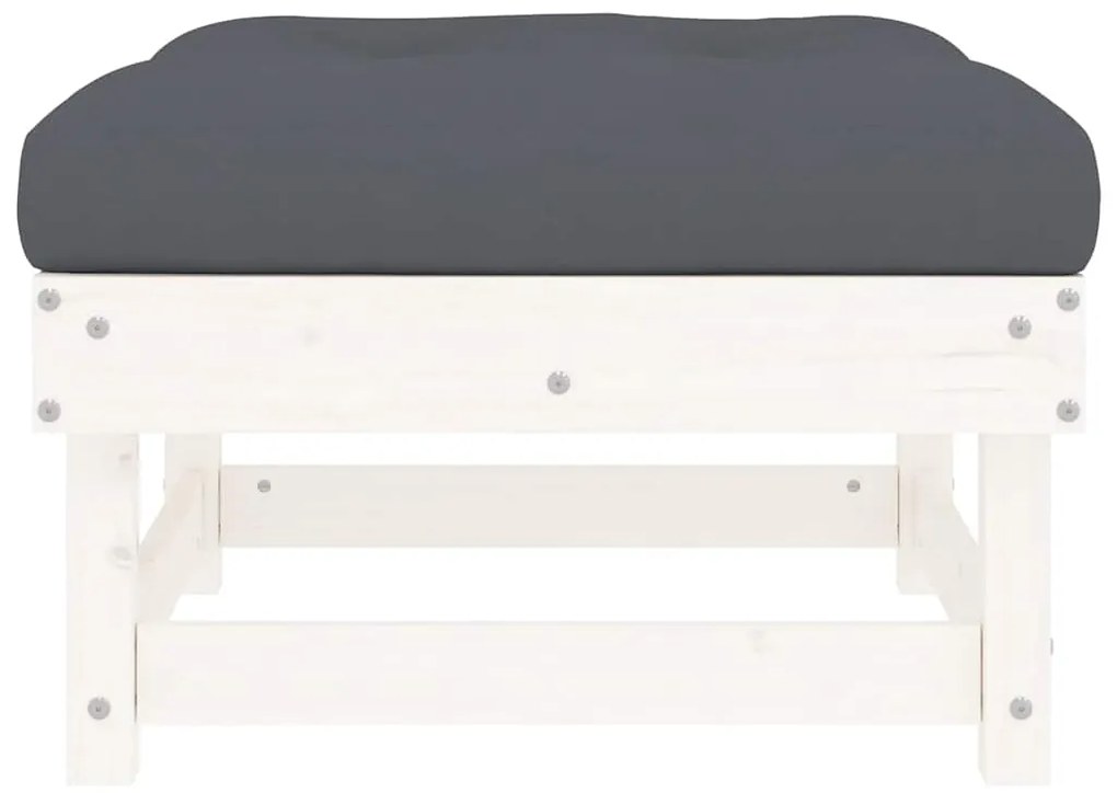 Apoios de pés p/ jardim c/ almofadões 2 pcs pinho maciço branco