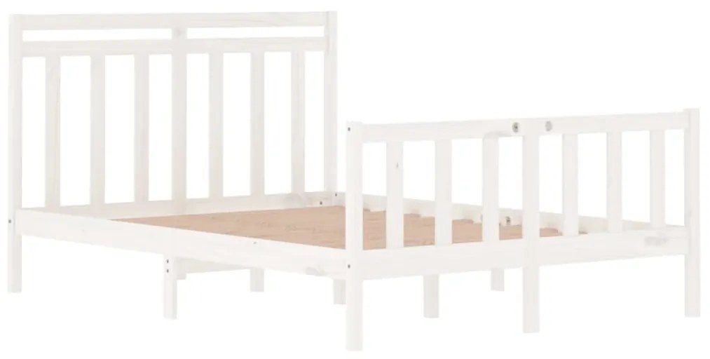 Estrutura de cama 140x190 cm madeira maciça branco