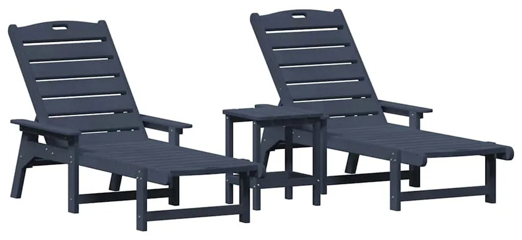 Conjunto de Jardim de 3 Peças Azul-marinho HDPE