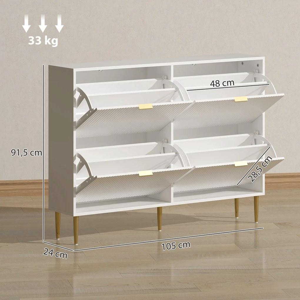 Sapateira Estreita Sapateira para Entrada com Prateleiras Ajustáveis para 20 Pares de Sapatos 105x24x91,5 cm Branco