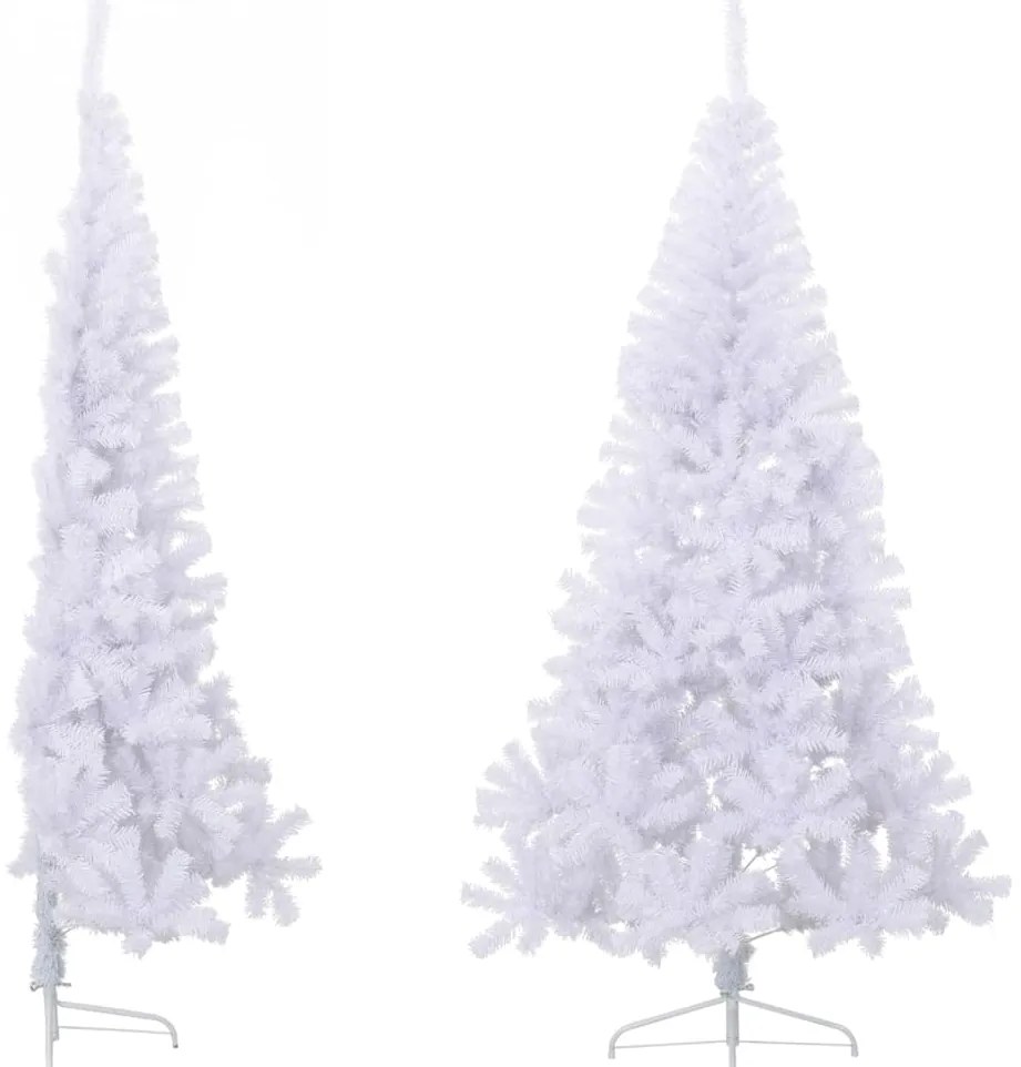 Meia árvore de Natal artificial com suporte 210 cm PVC branco