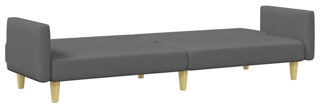 Sofá-cama de 2 lugares c/ apoio de pés tecido cinzento-escuro