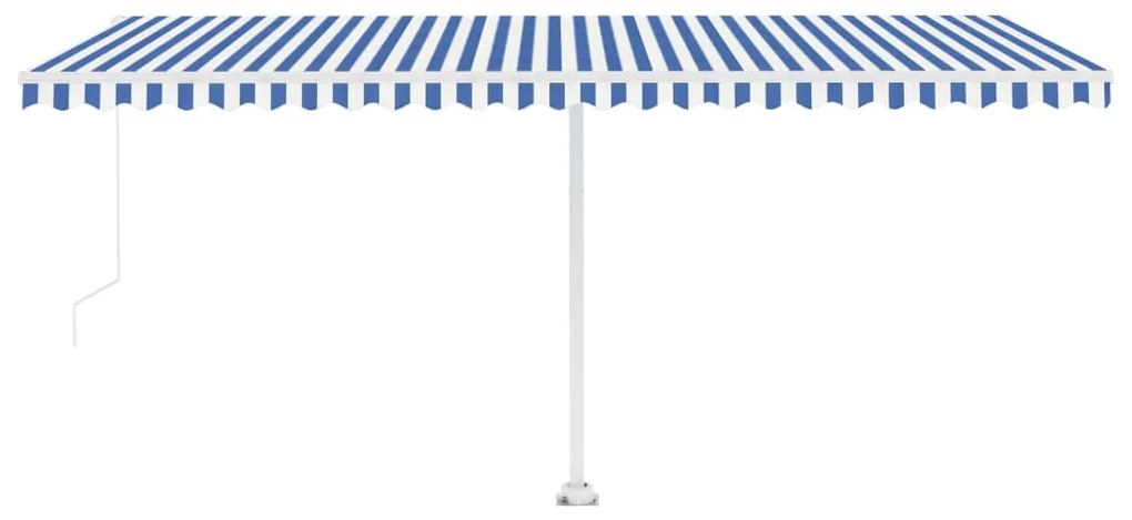 Toldo retrátil manual independente 500x300 cm azul e branco