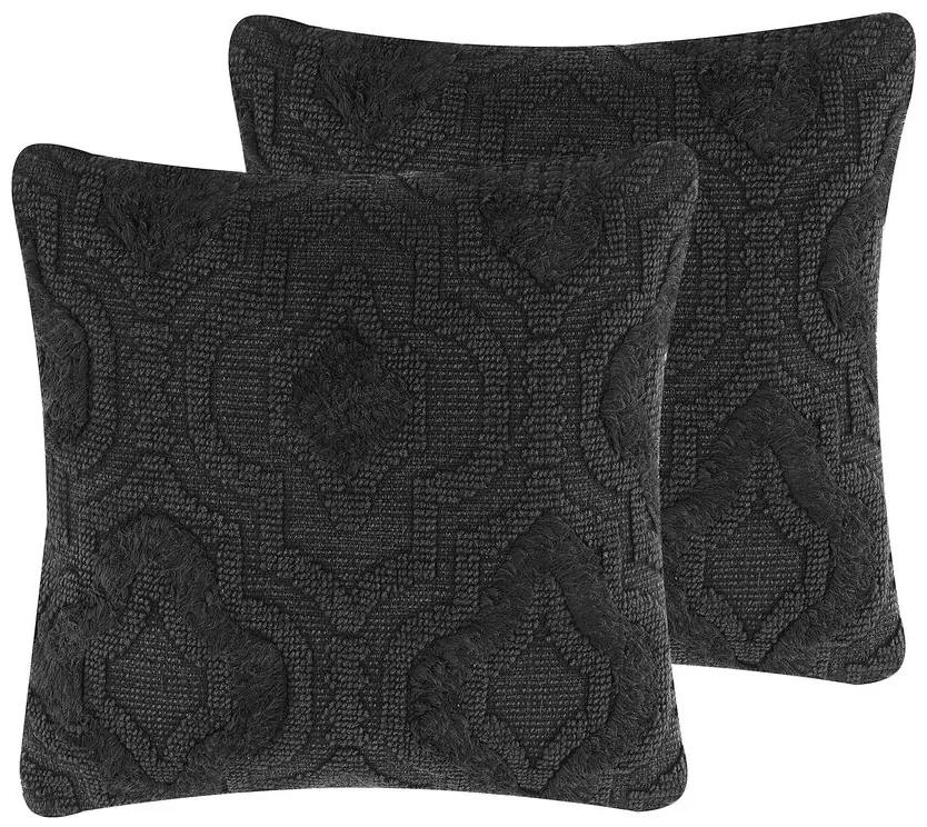 Conjunto de 2 almofadas decorativas em algodão cinzento com relevo 45 x 45 cm PAIKA Beliani