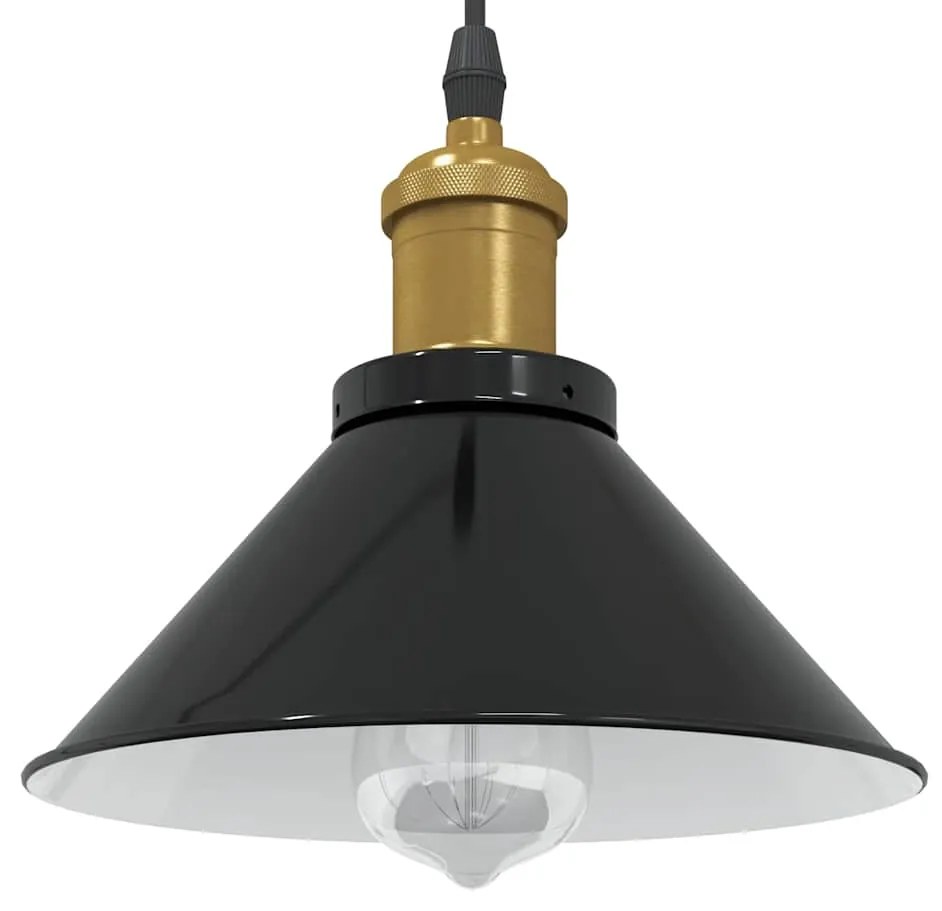 vidaXL Candeeiro suspenso regulável altura E27 preto brilhante Ø22cm