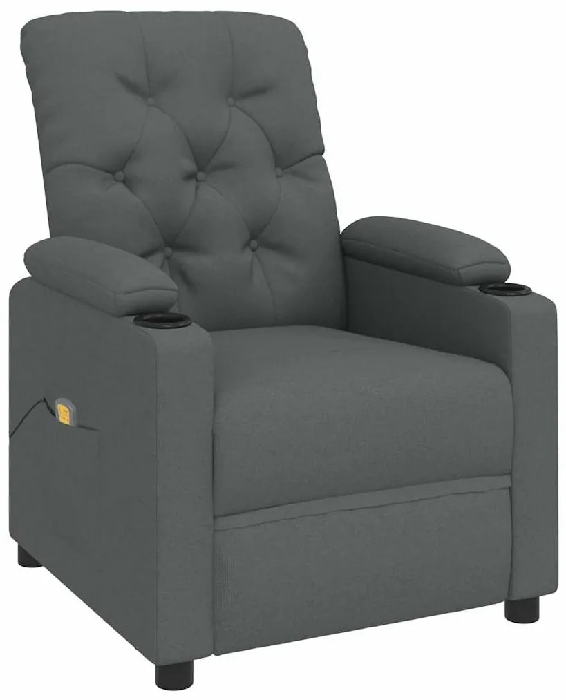 Poltrona de massagens tecido cinzento-escuro