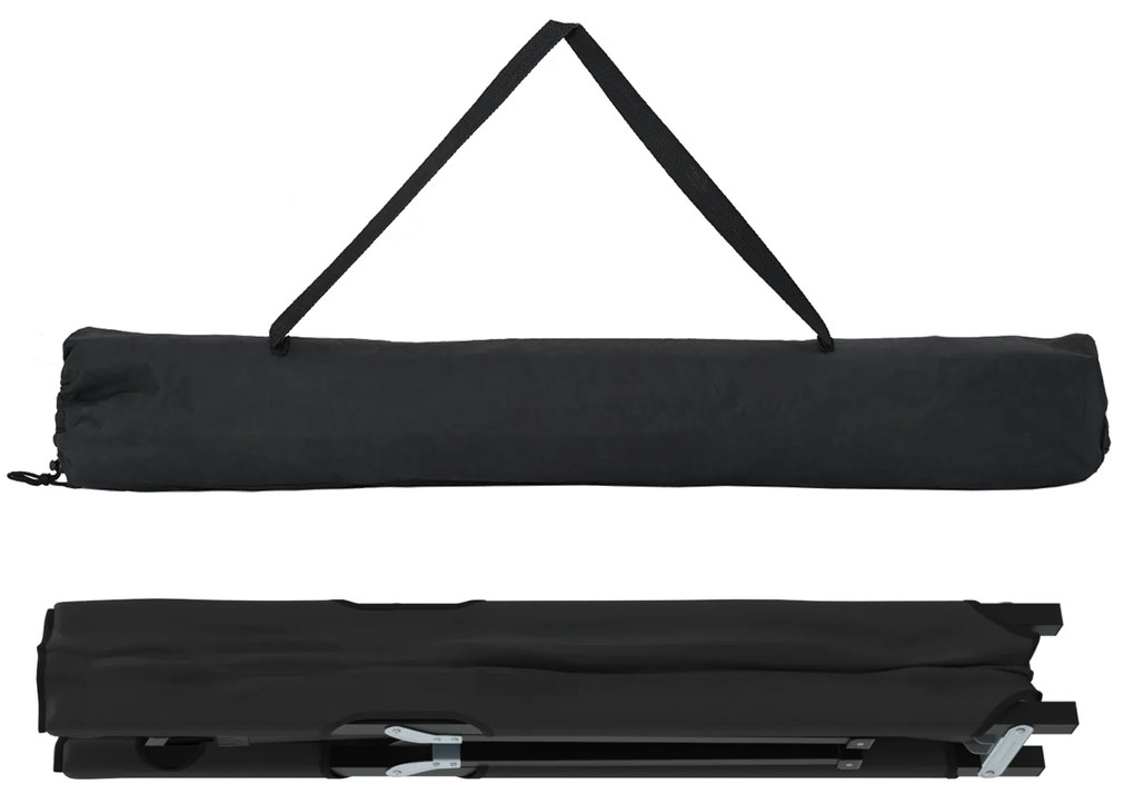Cama de Sol Dobrável com Bolsa de Transporte Preta Tecido Oxford 600D