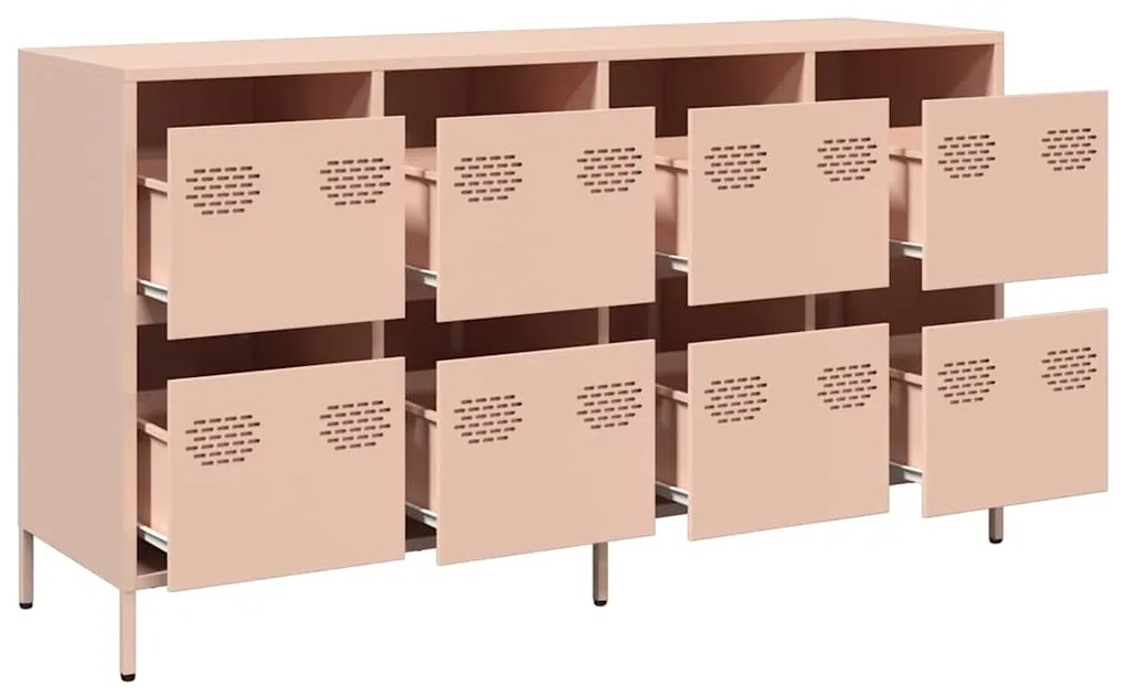 Aparador 135x39x73,5 cm aço laminado a frio rosa