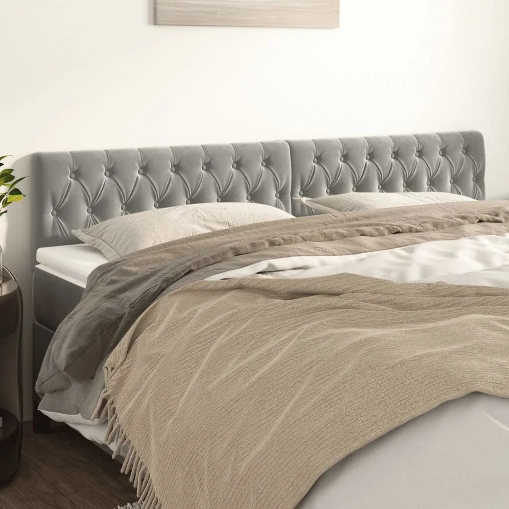 Cabeceira de Cama Paris em Veludo de 200 cm - Cinzento Claro - Design