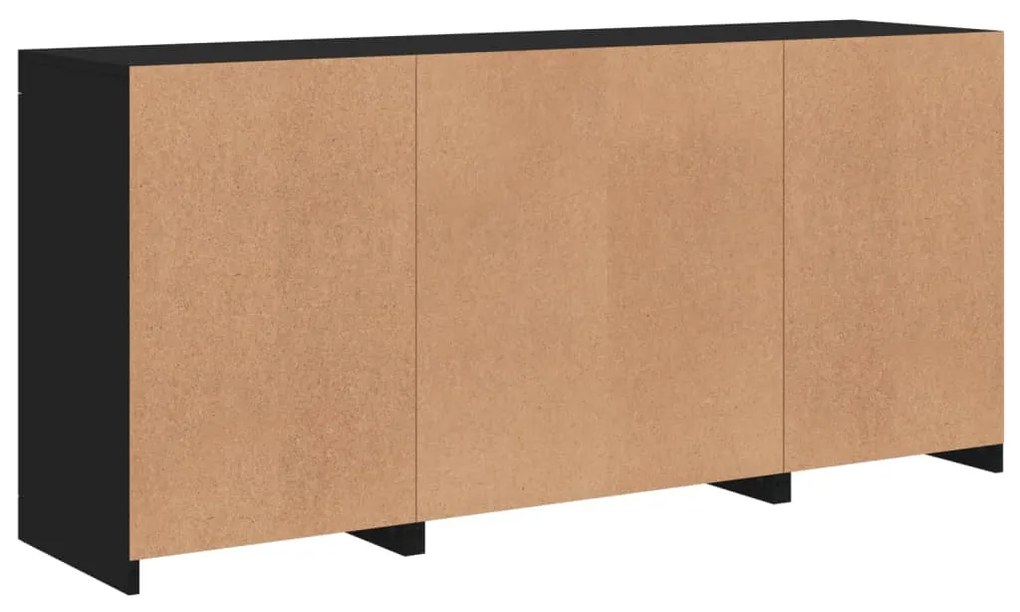 Aparador com luzes LED 142,5x37x67 cm preto