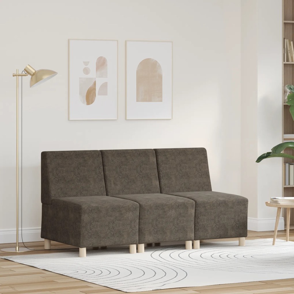 vidaXL Cadeira Sofa 3 pcs Cinza Escuro 55 cm Couro camurça sintético