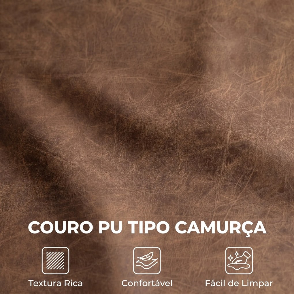 Cadeirão Relax Individual em PU com Almofada de Assento com Molas, Encosto Acolchoado e Pés de Madeira 72x76x80 cm Castanho