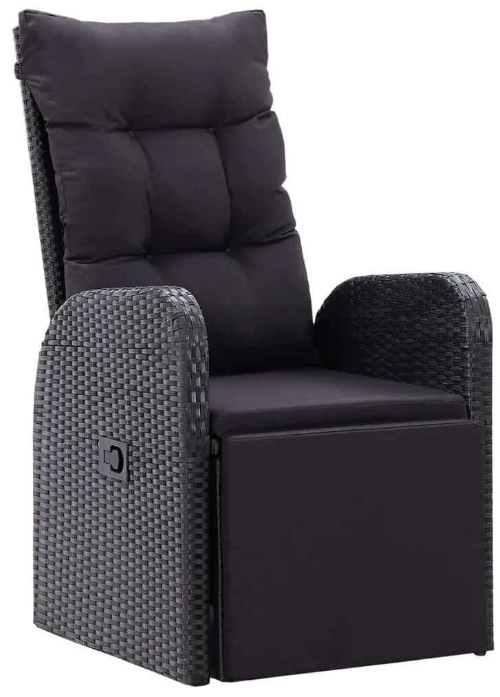 3 pcs conjunto de jantar para jardim preto