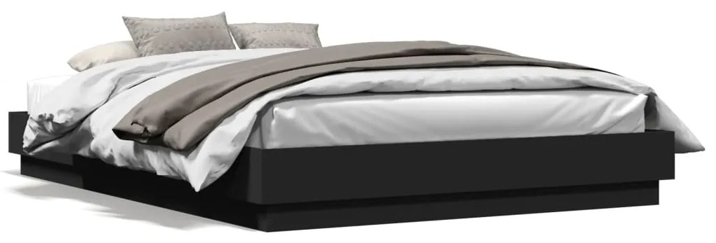 vidaXL Estrutura de cama com luzes LED 160x200 cm preto