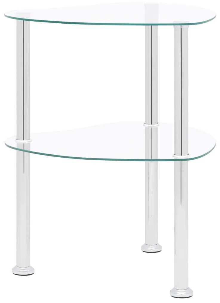 vidaXL Mesa de apoio c/ duas prateleiras 38x38x50cm vidro transparente
