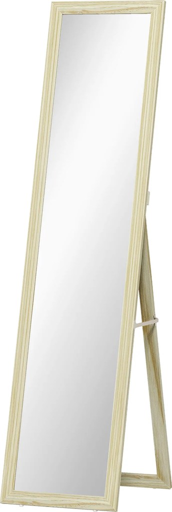 HOMCOM Espelho de Pé e Mural retangular espelho de chão Corpo Inteiro Closet Quarto sala 37x37x154cm madeira natural | Aosom Portugal