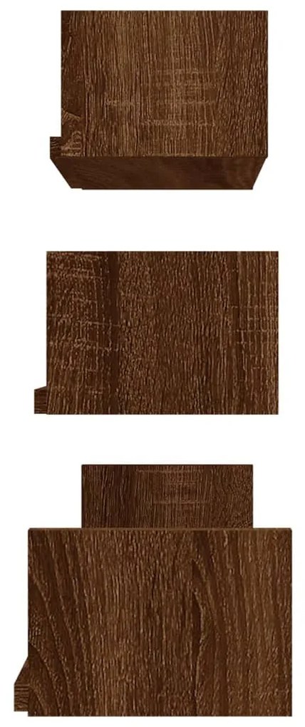 Prateleiras de parede 3 pcs derivados madeira carvalho castanho