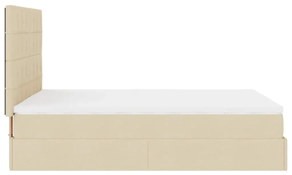 Estrutura de cama otomana com colchão tecido creme 140x200cm
