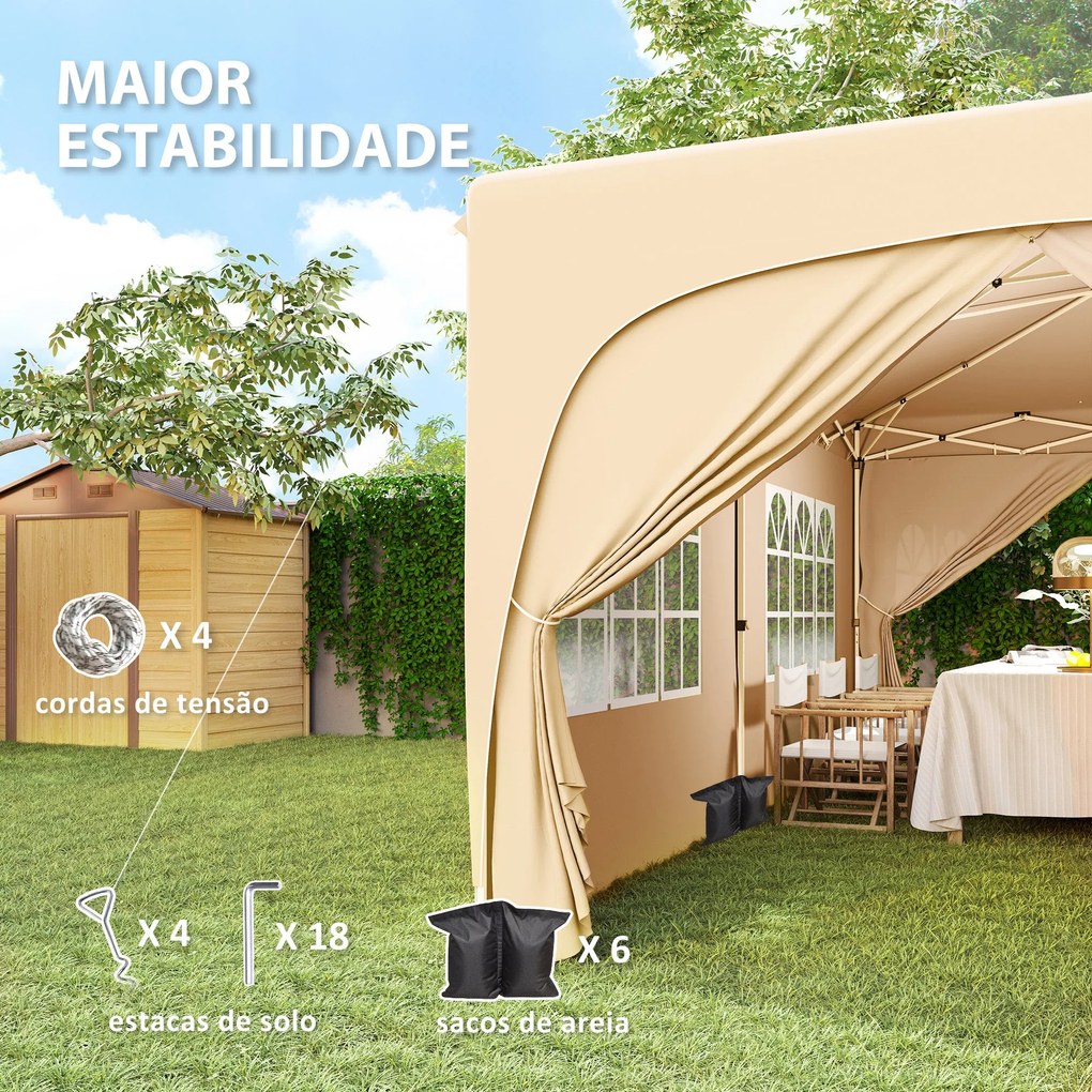 Tenda Dobrável tenda 3x6 m com Painéis Laterais UPF50+ Tenda de Jardim