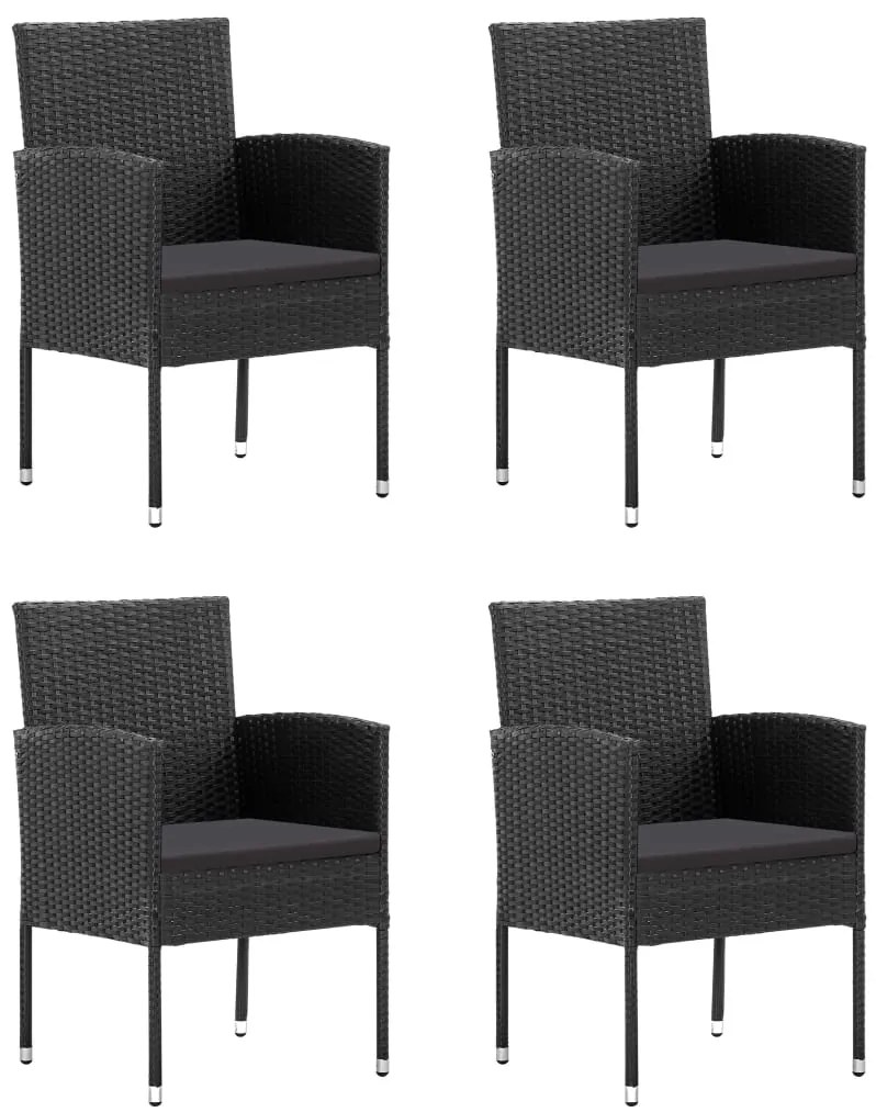 5 pcs conjunto de jantar para jardim preto