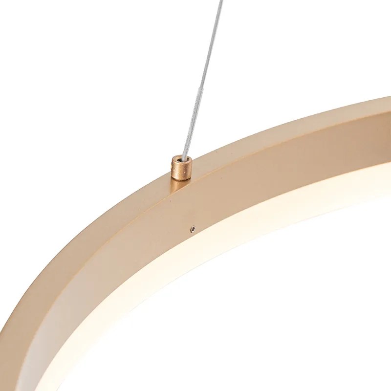 Candeeiro de suspensão design dourado 60 cm com LED regulável em 3 etapas - Anello Design