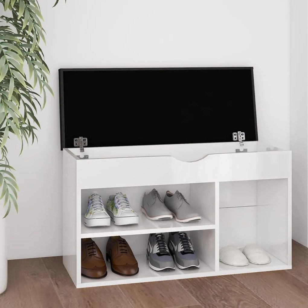 326765 vidaXL Banco sapateira + almofadão contr. 80x30x47 cm branco brilhante