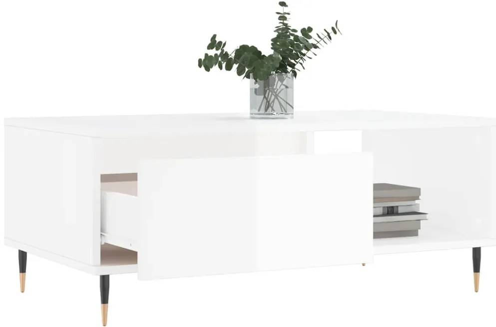 Mesa de centro 90x50x36,5 cm derivados madeira branco brilhante