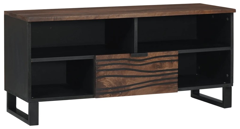 vidaXL Rack de TV - 100 x 33.5 x 46 cm, feito de madeira sólida de manga.
