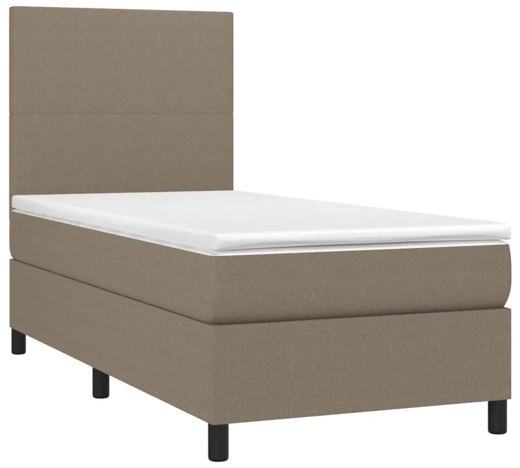 Cama box spring colchão/LED 100x200cm tecido cinza-acastanhado