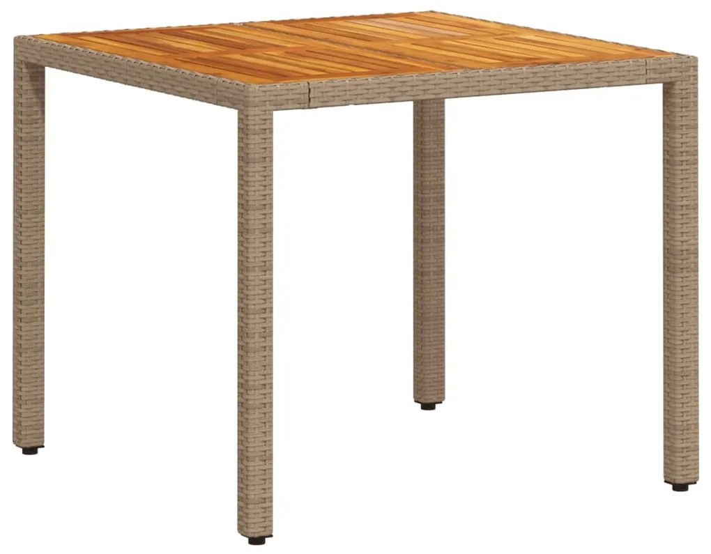 3 pcs conjunto jantar jardim c/ almofadões vime PE/acácia bege