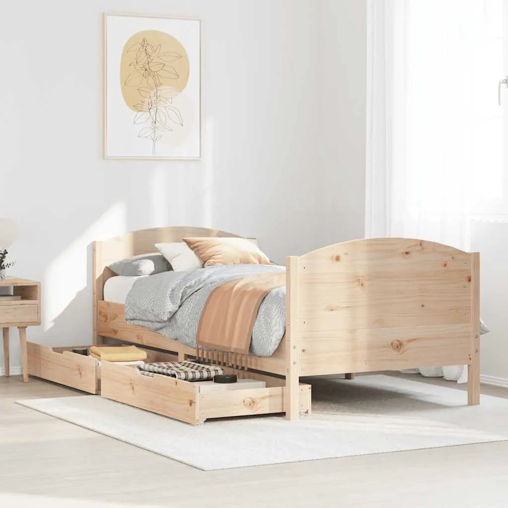 Cama sem colchão 75x190 cm madeira de pinho maciça