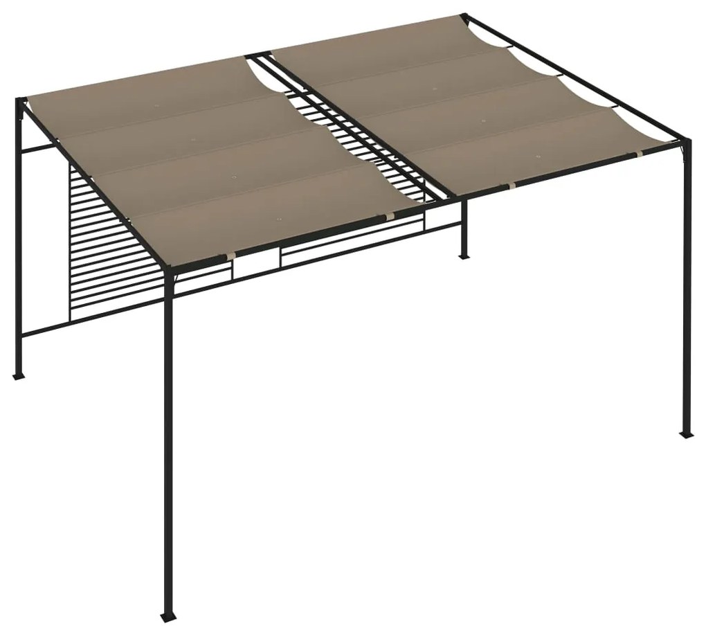 Gazebo c/ telhado retrátil 3x4x2,3 m 180 g/m² cinza-acastanhado