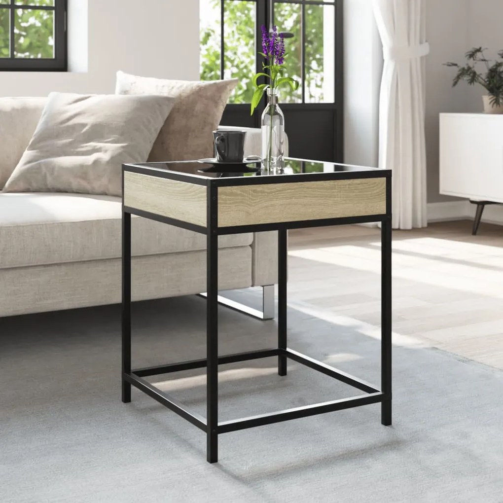 Mesa de centro luzes LED Infinity 40x40x51 cm carvalho sonoma