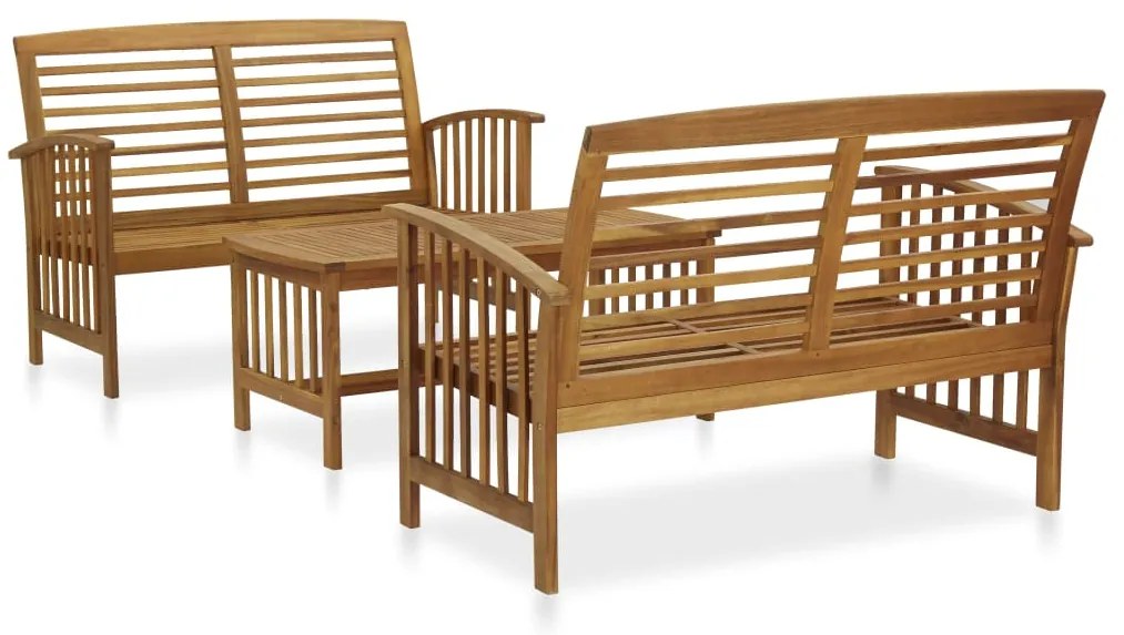 vidaXL 3 pcs conjunto lounge de jardim madeira de acácia maciça