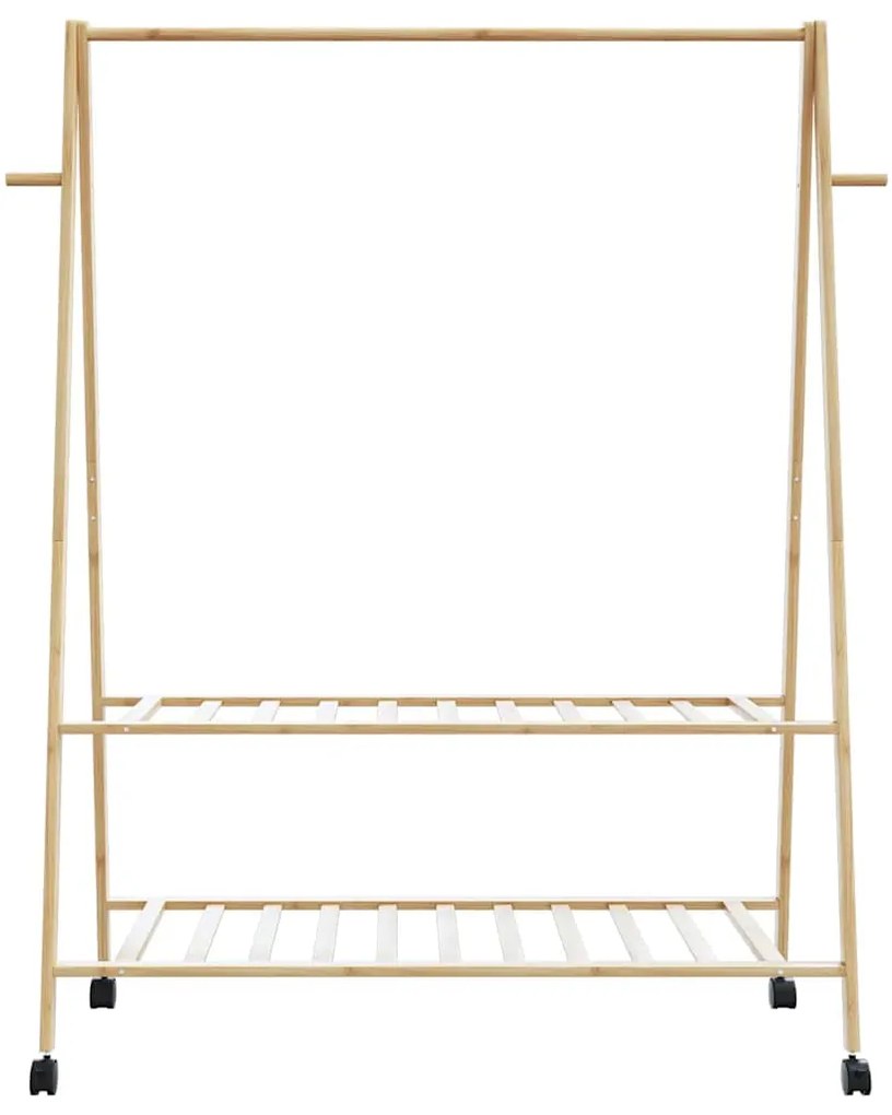 Cabide com prateleiras e rodas 132x45,5x155,5 cm bambu