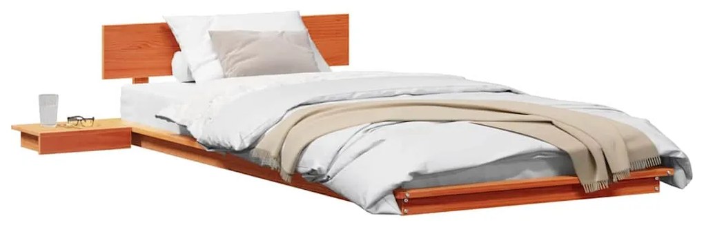 Estrado de Cama com Mesas de Cabeceira Castanha Encerada 90x190cm Made