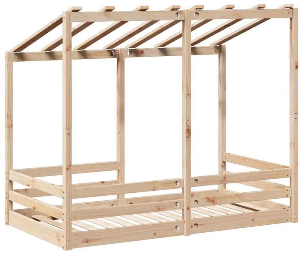 Cama infantil com telhado 80x160 cm madeira de pinho maciça