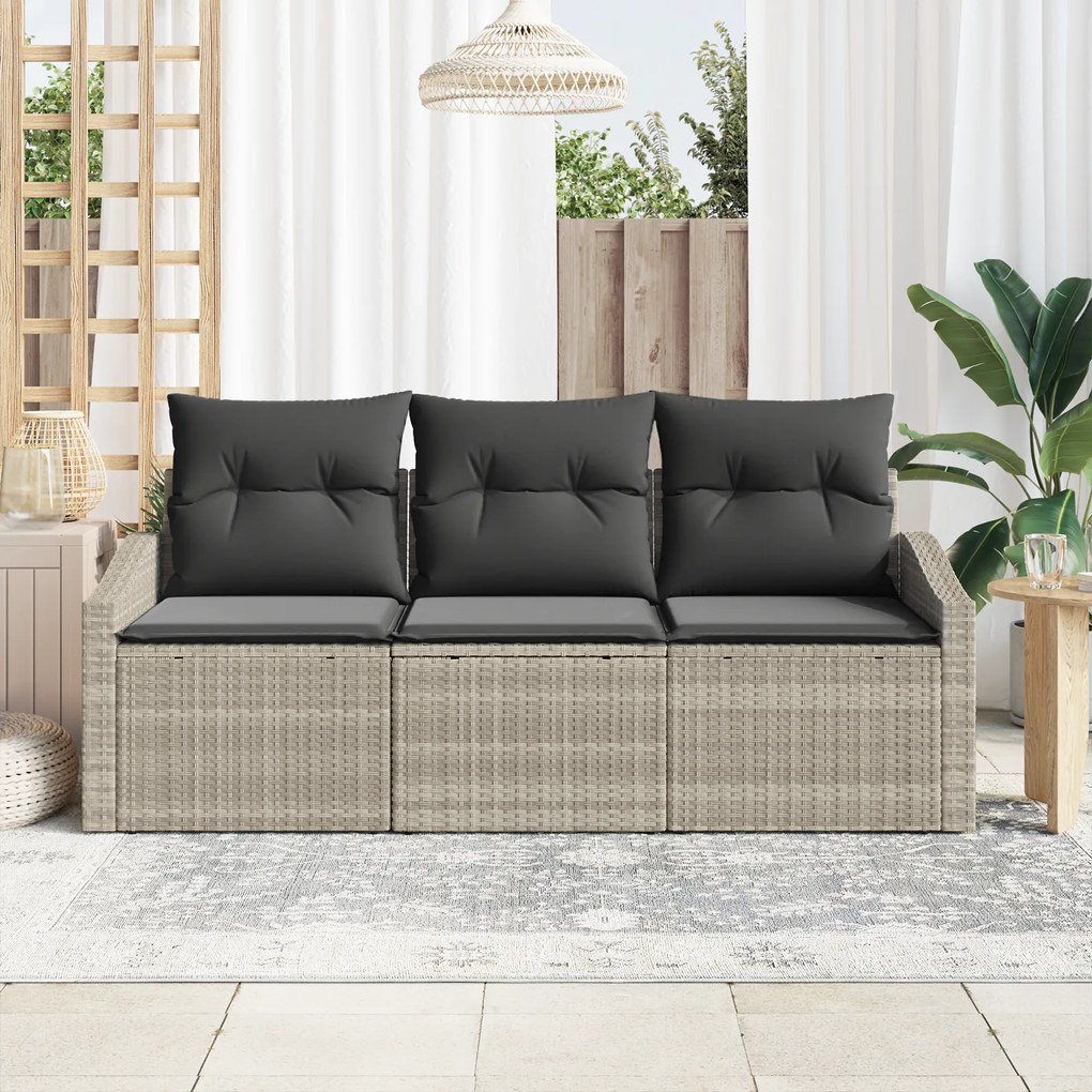 Conjunto de Jantar para Jardim de 3 Peças com Almofadas Cinza Claro em
