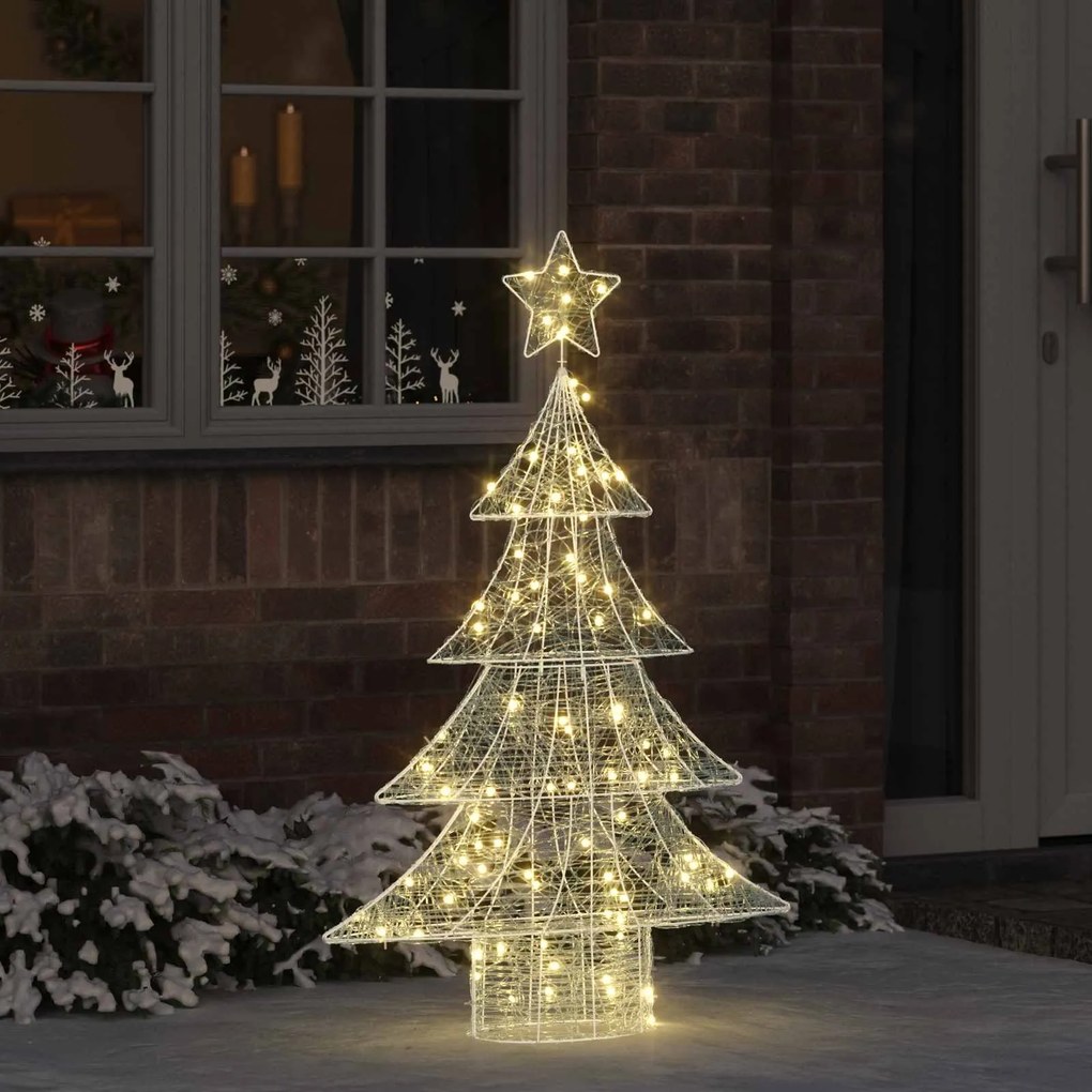 vidaXL Árvore de Natal com 100 LEDs Branco quente 120 cm Acrílo