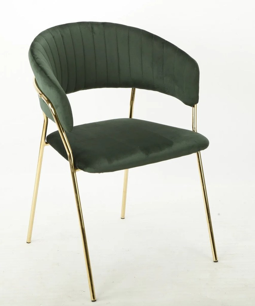 Conjunto de 4 Cadeiras KEFRÉN NEW – 53x60x78,5 cm – Metal Dourado e Te