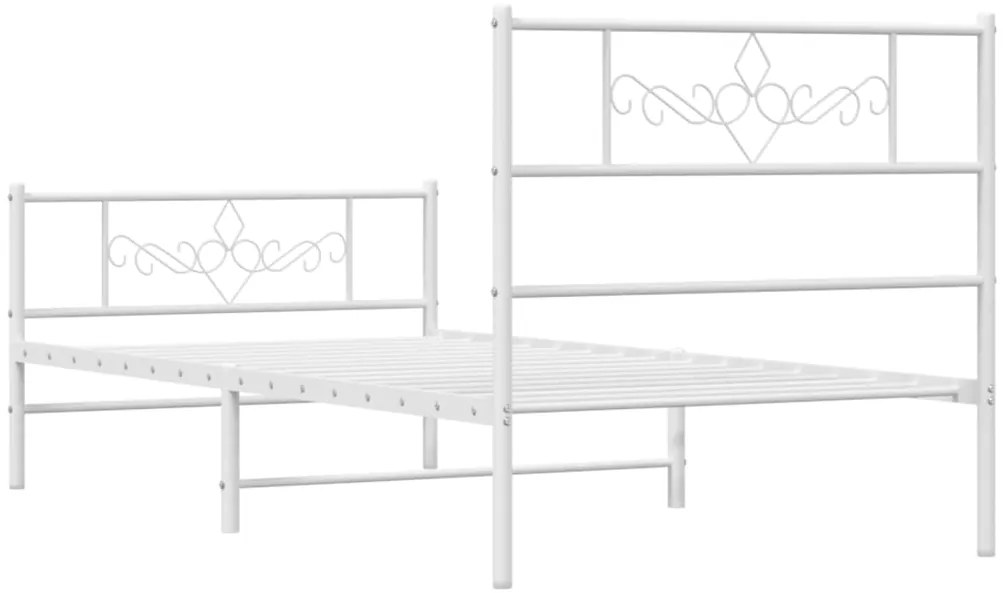 Estrutura de cama com cabeceira e pés 90x200 cm metal branco